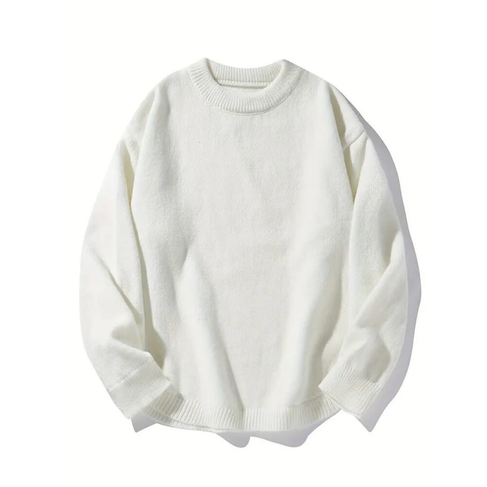 Men's Loose Solid Knitted Pullover