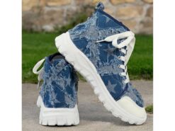 Women's Casual Blue Distressed Denim High-Tops Sneakers - Perfect for Everyday Wear 2025 - TheIslandCowGirl