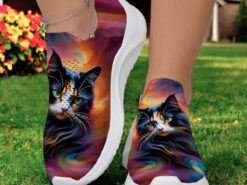 Women's Cat and Butterfly Print Flyknit Sneakers - Breathable Lightweight Casual Shoes for Everyday and Outdoor Activities 2025 - TheIslandCowGirl