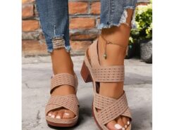 Women's Cut-Out Chunky Heel Sandals with Adjustable Strap – Comfortable and Stylish Shoes for Casual Summer Wear and Outdoor Events 2025 - TheIslandCowGirl
