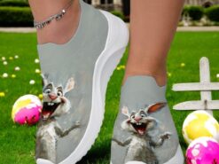 Women's Sneakers Print Shoes Flyknit Shoes Outdoor Daily Cartoon Rabbit Animal Patterned Flat Heel Round Toe Closed Toe Sporty Casual Walking Tissage - TheIslandCowGirl