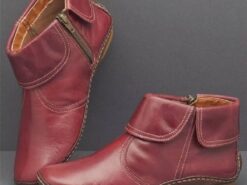 Women's Boots Plus Size Solid Colored Booties Ankle Boots Flat Heel Round Toe PU Wine Black Brown 2025 - TheIslandCowGirl