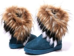 Women's Faux Fur Winter Boots with Fluffy Trim - Cozy and Stylish Cold Weather Footwear 2025 - TheIslandCowGirl