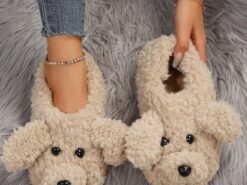 Cute Dog Face Fleece Slippers for Women – Warm, Cozy Indoor Shoes with Plush Puppy Design 2025 - TheIslandCowGirl