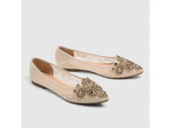 Elegant Women's Beige Lace Ballet Flats with Ornate Rhinestone Embellishments – Perfect for Weddings and Formal Events 2025 - TheIslandCowGirl