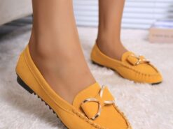 Women's Flats Slip-Ons Plus Size Comfort Shoes Work Daily Solid Color Bowknot Flat Heel Round Toe Elegant Business Casual Satin Loafer Black Yellow Re - TheIslandCowGirl