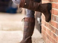 Women's Brown Faux Leather Riding Boots with Adjustable Drawstring - Tall Outdoor Equestrian Boots for Winter and Casual Wear 2025 - TheIslandCowGirl