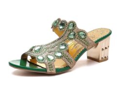 Women's Mules Bling Bling Shoes Block Heel Sandals Plus Size Outdoor Beach Summer Rhinestone High Heel Chunky Heel Elegant Sexy Casual Satin Loafer Bl - TheIslandCowGirl