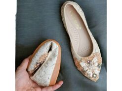 Women's Foldable Embroidered Ballet Flats with Beaded Butterfly Design - Comfortable and Stylish Wedding Shoes 2025 - TheIslandCowGirl