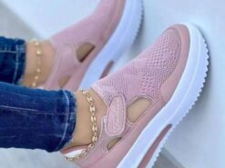 Women's Blue and Pink Breathable Mesh Slip-On Wedge Sneakers with Air Cushion Sole - Perfect for Casual Walks and Everyday Wear 2025 - TheIslandCowGirl