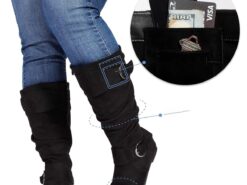 Women's Wide Calf Boots with Hidden Pocket – Comfortable Wide Width Slouchy Design with Buckle Accents 2025 - TheIslandCowGirl