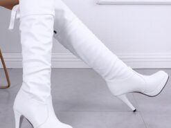 Women's White Knee-High Platform Stiletto Boots - High Heel Over-the-Knee Boots for Party and Fashion Events 2025 - TheIslandCowGirl