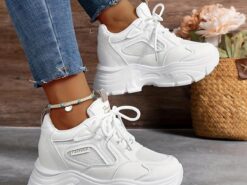 Women's Sneakers Platform Sneakers Outdoor Solid Color Summer Flat Heel Round Toe Fashion Sporty Casual Walking Mesh PU Lace-up Black White 2025 - TheIslandCowGirl