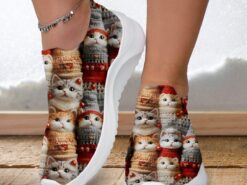 Women's Sneakers Slip-Ons Print Shoes Flyknit Shoes Comfort Shoes Outdoor Daily Cat Flat Heel Fashion Casual Tissage Volant Black White Red 2025 - TheIslandCowGirl