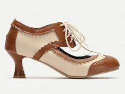 Vintage Oxford Lace-Up Women's Brogue Heels – Two-Tone Retro Style Shoes with Elegant Floral Insole and Kitten Heel for Formal and Casual Occasions 20 - TheIslandCowGirl
