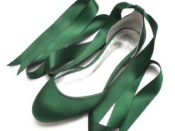 Women's Green Satin Ballet Flats with Long Ribbon Ties, Elegant and Comfortable Shoes for Weddings and Special Occasions 2025 - TheIslandCowGirl