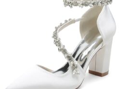 Women's Wedding Shoes Pumps Elegant Luxurious Wedding Party Bridal Bridesmaid Shoes White Wine Black Multicolor Dress Shoes Rhinestone Chunky Heel Poi - TheIslandCowGirl