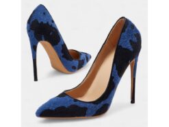 Women's Blue Cow Print Pointed Toe High Heels with Sexy Stiletto Heels | Stylish for Night Out 2025 - TheIslandCowGirl