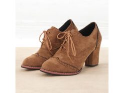 Women's Faux Suede Lace-Up Oxford Shoes with Block Heels – Vintage Style Brogue Pumps for Casual and Office Wear 2025 - TheIslandCowGirl