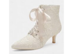 Women's Vintage Lace Ankle Boots with Satin Ribbon Laces and Kitten Heels – Elegant Bridal Shoes for Weddings and Victorian-Inspired Events 2025 - TheIslandCowGirl