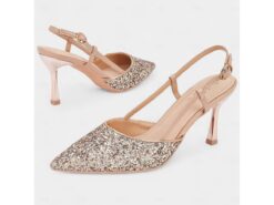 Sparkly Rose Gold Slingback Heels with Adjustable Ankle Strap and Kitten Heels for Women - Ideal for Weddings and Special Occasions 2025 - TheIslandCowGirl