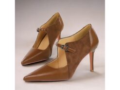 Women's Brown Faux Leather and Suede T-Strap High Heels with Buckle – Vintage-Inspired Formal Pumps for Parties and Work 2025 - TheIslandCowGirl