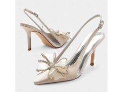Pointed-Toe Stiletto Wedding Heels for Women – Elegant Slingback Bridal Shoes with Rhinestone Bow Design 2025 - TheIslandCowGirl