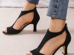 Women's Black Cut-Out Peep-Toe High Heels – Elegant Zipper Closure Sandals for Parties and Evening Wear 2025 - TheIslandCowGirl
