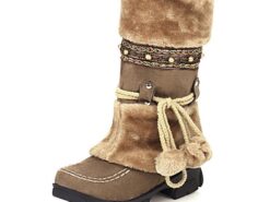 Women's Winter Faux Fur Boots - Warm Snow Boots with Pom Pom and Embellished Design for Casual and Outdoor Wear 2025 - TheIslandCowGirl