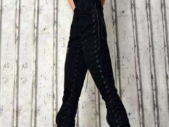 Women's Lace-Up Over-the-Knee Boots - Black & Burgundy Thigh-High Stiletto Heels for Winter Fashion and Night Out 2025 - TheIslandCowGirl