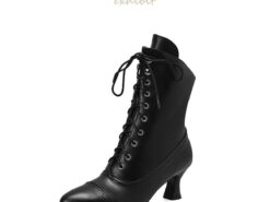 Women's Victorian Lace-Up Ankle Boots – Retro Faux Leather Heeled Boots for Cosplay, Parties, and Daily Wear 2025 - TheIslandCowGirl
