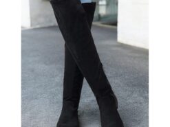 Women's Over-The-Knee Green Faux Suede Boots – Chunky Sole with Side Zipper for Casual Winter Fashion 2025 - TheIslandCowGirl