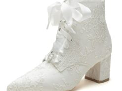 Women's Wedding Shoes Boots Ladies Shoes Valentines Gifts Heel Boots Party Booties Ankle Boots Bridal Shoes Bridesmaid Shoes Rhinestone Lace Embroider - TheIslandCowGirl