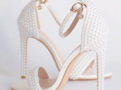 Women's Wedding Shoes Elegant Pearl-Embellished High Heel Sandals – Perfect for Wedding and Formal Events 2025 - TheIslandCowGirl