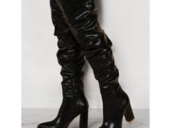 Women's Black Slouchy Over-the-Knee Boots – Stylish Pointed Toe with Block Heel for Winter Fashion and Evening Outfits 2025 - TheIslandCowGirl