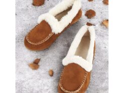 Women's Faux Suede Moccasin Slippers – Faux Fur Lined, Warm Indoor and Outdoor House Shoes with Stitch Detailing 2025 - TheIslandCowGirl
