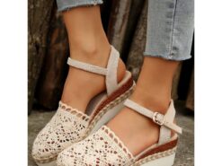 Women's Crochet Espadrille Wedge Sandals with Ankle Strap, Boho Style Lightweight Summer Shoes for Casual and Beach Wear 2025 - TheIslandCowGirl