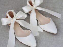 Women's Comfortable Satin Ribbon Tie Ballet Flats – Elegant Ivory Wedding Shoes for Brides and Bridesmaids, Perfect for Formal Events and Special Occa - TheIslandCowGirl