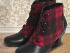 Women's Heels Boots Plus Size Heel Boots Party Christmas Xmas Plaid Color Block Booties Ankle Boots Winter Lace-up Chunky Heel Pointed Toe Elegant Vin - TheIslandCowGirl