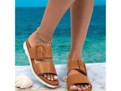 Women's Open-Toe Slide Sandals with Wide Straps and Oversized Buckle – Stylish Casual Footwear for Summer, Travel and Daily Wear 2025 - TheIslandCowGirl