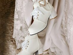 Women's White Bridal Ankle Boots – Lace-Up Wedding Shoes with Heart and Pearl Decoration, Chunky Heel for Vintage-Inspired Brides 2025 - TheIslandCowGirl