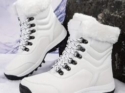 Women's White Winter Snow Boots with Faux Fur Lining and Lace-Up Design - Waterproof and Insulated Cold Weather Footwear 2025 - TheIslandCowGirl