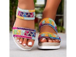 Women's Colorful Boho Embroidered Flat Sandals with Beaded Straps, Open-Toe Summer Shoes for Beach, Vacations, and Casual Outings 2025 - TheIslandCowGirl