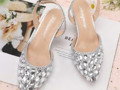 Women's Crystal Rhinestone Pointed-Toe Slingback High Heels - Elegant and Colorful Party, Wedding, and Evening Shoes 2025 - TheIslandCowGirl