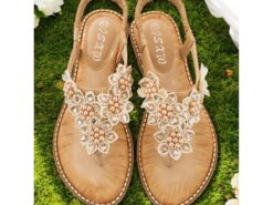 Comfortable Flat Slip-Ons with Beaded Floral Design, Perfect for Outdoor Events, Summer Parties and Wedding 2025 - TheIslandCowGirl