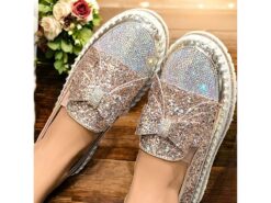 Sparkling Rhinestone Loafers for Women – Glittery Slip-On Flats with Bow Design for Weddings, Parties, and Special Occasions 2025 - TheIslandCowGirl