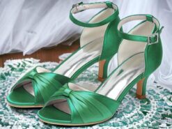Women's Heels Wedding Shoes Dress Shoes Wedding Party Bowknot Stiletto Round Toe Elegant Satin Buckle Blue Green 2025 - TheIslandCowGirl