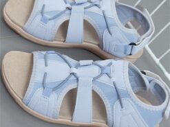 Women's Sandals Flat Sandals Plus Size Outdoor Beach Solid Color Summer Flat Heel Open Toe Casual Minimalism Satin Magic Tape Black White Pink 2025 - TheIslandCowGirl
