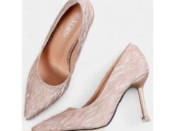 Women's Pointed Toe Champagne Glitter Stiletto Heels with Ankle Strap | Perfect for Spring Weddings 2025 - TheIslandCowGirl