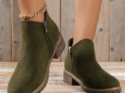 Women's Boots Suede Shoes Plus Size Heel Boots Outdoor Work Daily Solid Color Booties Ankle Boots Winter Block Heel Low Heel Round Toe Vintage Fashion - TheIslandCowGirl